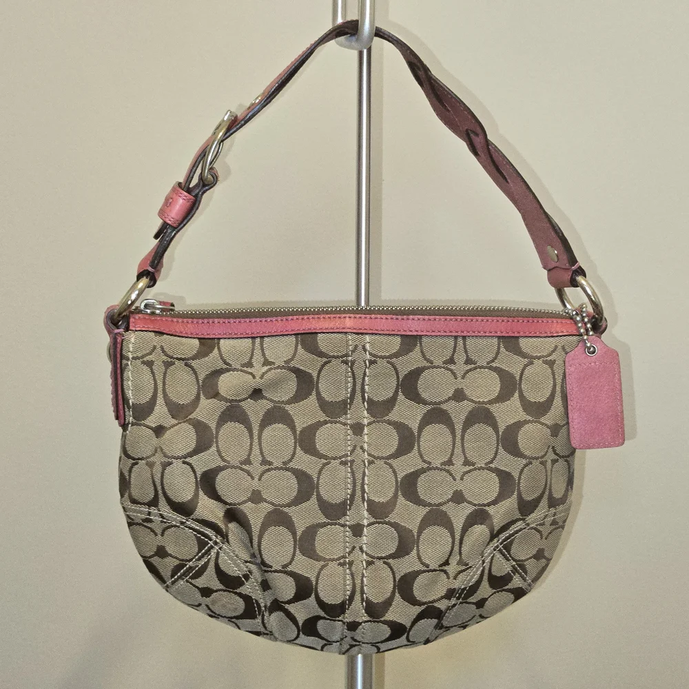 Coach Brown and Pink Signature Shoulder Bag - Picture 1 of 10
